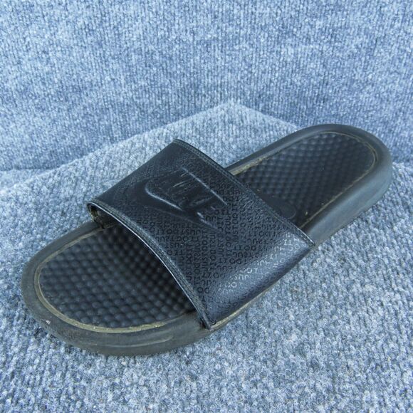 Nike Men Slide Sandals Size 8 Medium Black Synthetic Slip On - Picture 1 of 10